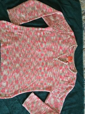hearts of palm Pink Multi-Color V-Neck Knit Sweater